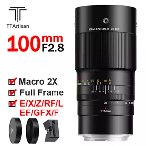 TTartisan 100mm F2.8 Macro 2X Full Frame Lens for E/X/Z/RF/EOSR/L/EF/GFX/F Mount - Picture 1 of 9