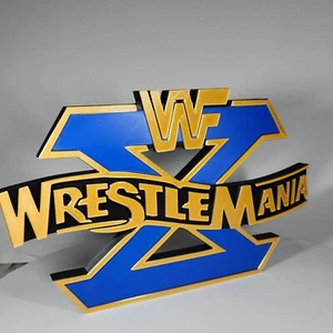 WWF WrestleMania 3D printed stand | Wrestling display Blue and Gold. - Picture 1 of 6