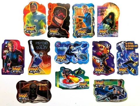 Max Steel Stickers Full Set 12 Vending Machine Decals Vintage Mattel DC Universe Cover