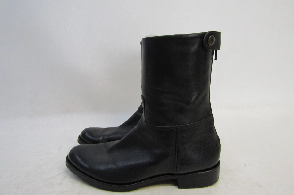 Botas botín de moda Gravati para mujer talla 5 M de cuero negro con cremallera al tobillo Foto 1 de 4