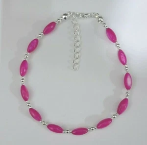 PINK OVAL SHELL MOTHER OF PEARL BEADED ANKLE BRACELET ANKLET 9.25" + EXT 171 - Picture 1 of 2