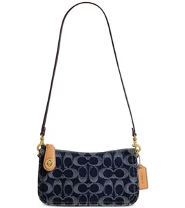❤️ Bolso de hombro Coach Penn CR688 B4/AZUL en mezclilla de firma - Imagen 1 de 10
