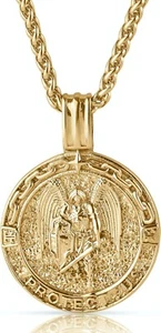 Luxus 18K Gold Herren Anhänger - 21" verstellbare Kette & Wächtersymbol - Bild 1 von 11