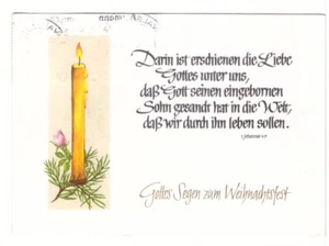 God's Blessing On Christmas, Candle, Vintage 1971 German Greetings Postcard - Picture 1 of 2