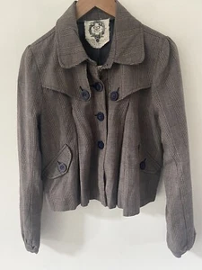 Ezekiel Cropped Brown Size Large Long Sleeve Swing Button 100% Cotton Girls New - Picture 1 of 11