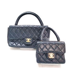 Chanel Hand Bag Matelasse Black Lamb Skin 3116645