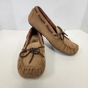 UGG Moccasins Chestnut Suede Boat Shoe Women 6.5 Leather Tie Comfort - Picture 1 of 9