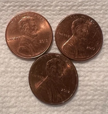 2012 D LINCOLN SHEILD CENT error small 3-Versions no mint mark - Image 1 of 2