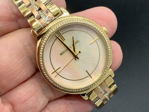 OROLOGIO DA DONNA MICHAEL KORS MK 3860 quadrante conchiglia cristallo oro rosa 5 ATM QUARZO S S