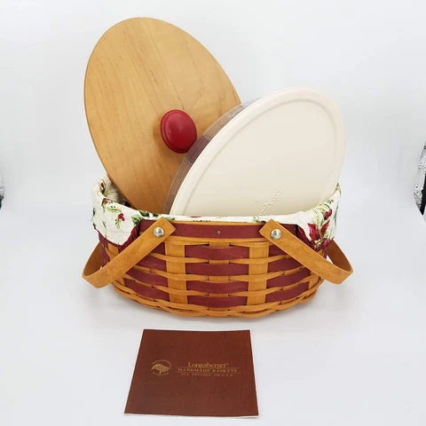 Longaberger 2007 Christmas Sweets & Treats Basket Liner Protector Lid 27th Ed Cover