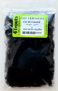 Luxus CDC FEDERN SCHWARZ Farbpackung 1 Gramm, Fliegenbindematerial, echter EU Lagerbestand  - Bild 1 von 3