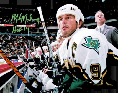 MIKE MODANO AUTOGRAPHED DALLAS STARS 8x10 PHOTO INSCRIBED HOF 14 - Image 1 of 2