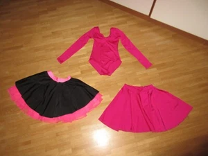 3-Tlg.ALEGRA Tanzbody/-Rock, Rosa/Schwarz,Gr.5-6 J./116 cm *TOP* - Bild 1 von 12