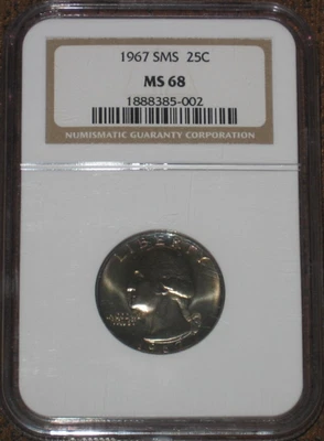 1967 SMS Washington Quarter NGC Grade MS68 tone 25c - Image 1 of 4