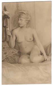 1920 Gorgeous German Blonde - Full Frontal NUDE Photograph - Risqué Postcard - Picture 1 of 2