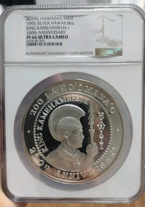VERY RARE 8oz 999 Silver 200th Anniv King Kamehameha Hawaii NGC PF66 Ultra Cameo - Picture 1 of 17