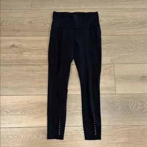 LULULEMON Black Fast Free Nulux Reflective 7/8 Tight Active Running Leggings 4 - Picture 1 of 10