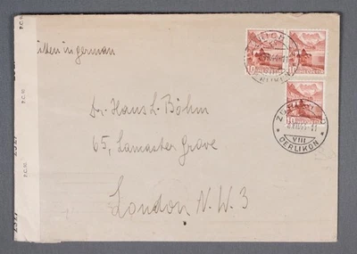 MayfairStamps Suiza 1944 Zurich Censurado a Londres Inglaterra Cubierta aau_59545 Foto 1 de 2