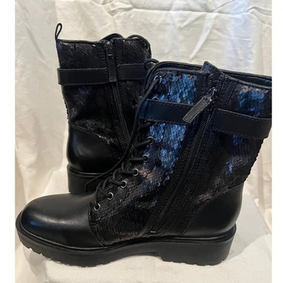 NUEVAS Botas de Moto Guess de Cuero con Lentejuelas al Tobillo Moda Negras para Mujer 40/9.5 Foto 1 de 4