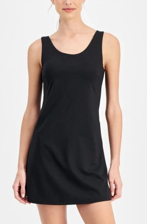 ID Ideology Solid Performance Dress Women's L Deep Black Scoop Neckline Pullover