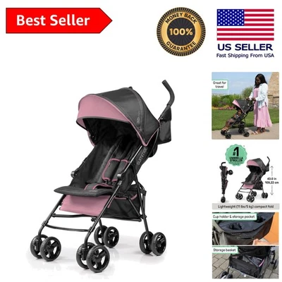 Elegant 3D Mini Travel Stroller in Pink - 5-Point Harness & Sun Visor Included - Image 1 of 4