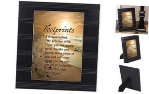 Footprints In The Sand Black Beaded Board 5 x 7 Table Top and Wall Photo Frame - Picture 1 of 7