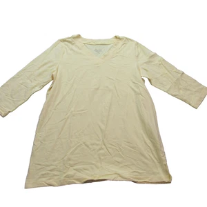 Denim & Co Essentials Shirt Damen Medium Gelb V-Ausschnitt 3/4 Arm Freizeit Oberteil - Bild 1 von 9