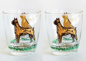 Lote de 2 vasos de vidrio vintage Hazel Atlas WILLIE Boxer perro bar mercancía beber - Imagen 1 de 5