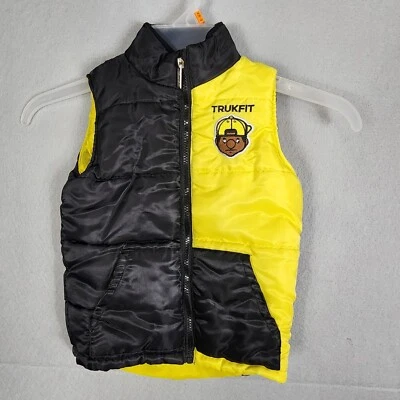 Chaleco acolchado Trukfit niños talla 4T bloque de color amarillo negro niños pequeños Foto 1 de 4