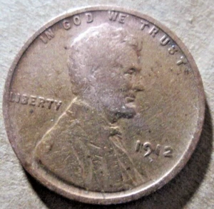 1912-P WHEAT CENT, VG CONDITION, BROWN COLOR, CIRCULATED - Picture 1 of 2