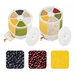 6 In 1 Rotating Dry Food Grain Rice Container Cereal Dispenser Storage Box - Picture 1 of 32