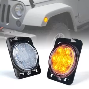 Marcador lateral de estacionamiento ámbar para guardabarros delantero luz de lente transparente para Jeep 07-18 - Imagen 1 de 7