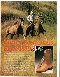 Stivali Justin 1984 Stampa Vintage Pubblicità Cowboy Equitazione Qualità Western Fashion - Foto 1 di 1