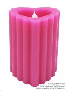 NEW 4" PINK HEART SHAPE LED FLAMELESS PILLAR CANDLE WEDDING VALENTINE W/TIMER - Picture 1 of 4