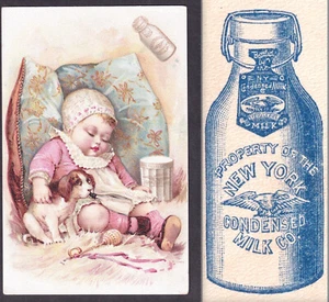 New York Condensed Milk Bottle 1891 © Borden Eagle Jar Infant Nurser Trade Card - Picture 1 of 17
