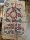 Vintage Burlap Potato Sack "BoB" Idaho Potatoes  100# Bag Idaho Feed Stock