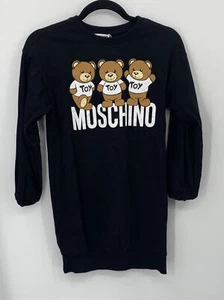 Moschino Girls Black Cotton Logo Teddy Bear Print Sweatshirt Dress sz 12y - Picture 1 of 5