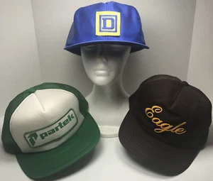 Lot of 3 Vintage Trucker Hats Snapback Mesh Adjustable Strapback Ball Caps NWOT - Picture 1 of 12