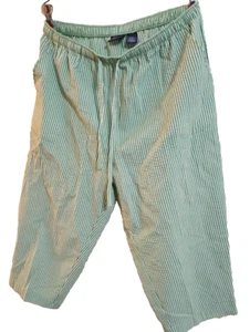 Mountain Lake Petite Women's Green Stripped Seer Sucker Capris Size PXL - Picture 1 of 6
