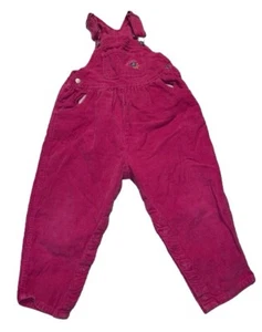 Vintage Osh Kosh B’Gosh Hot Pink Overalls Girls 4T Floral Accent Embroidered  - Picture 1 of 7