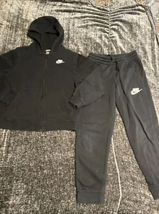 Nike Youth Girls Sportswear Sweat Suit Full Zip Up Black Size M+ - Picture 1 of 10