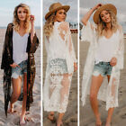 Women Chiffon Lace Kimono Cover Up Boho Beach Long Plus Size Sunscreen Coat
