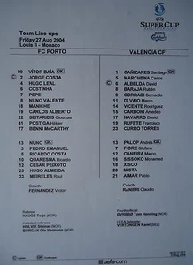 Alineaciones Supercopa UEFA 2004 FC Porto - Valencia CF # Mónaco - Imagen 1 de 1