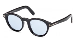 Tom Ford FT1123-D 01A Shiny Black/Smoke Round Men's Sunglasses - Picture 1 of 7