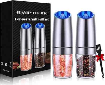 2er Set Schwerkraft Salz Und Pfeffermühle Gewürzmühle Elektrisch LED Automatisch - Bild 1 von 4