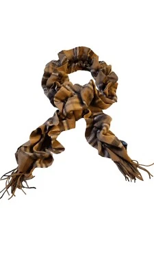 Claudia Nichole Cashmere Wool Blend Brown Plaid Ruffle Scarf O/s Preppy Outdoor - Image 1 of 4
