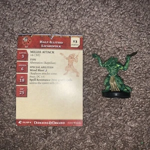 D&D Mini - Half-Illithid Lizardfolk - 34 - Aberrations - Mini (With Card) - Picture 1 of 2