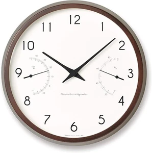 PC17-05 BW Lemnos Wall Clock Analog Campagne Ale w/Thermometer Wood Frame New - Picture 1 of 1