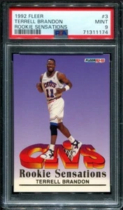 PSA 9 MINT 1992 FLEER ROOKIE SENSATIONS TERRELL BRANDON #3 CAVS 11174 DB196 - Picture 1 of 1