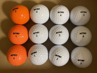 12 pelotas de golf Nitro Ultimate Distance naranjas y blancas usadas AAAAA calidad como nuevas Foto 1 de 2